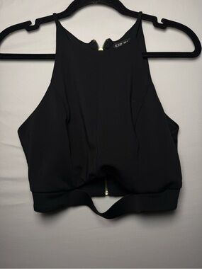 Express Black Cropped High-Neck Halter Top